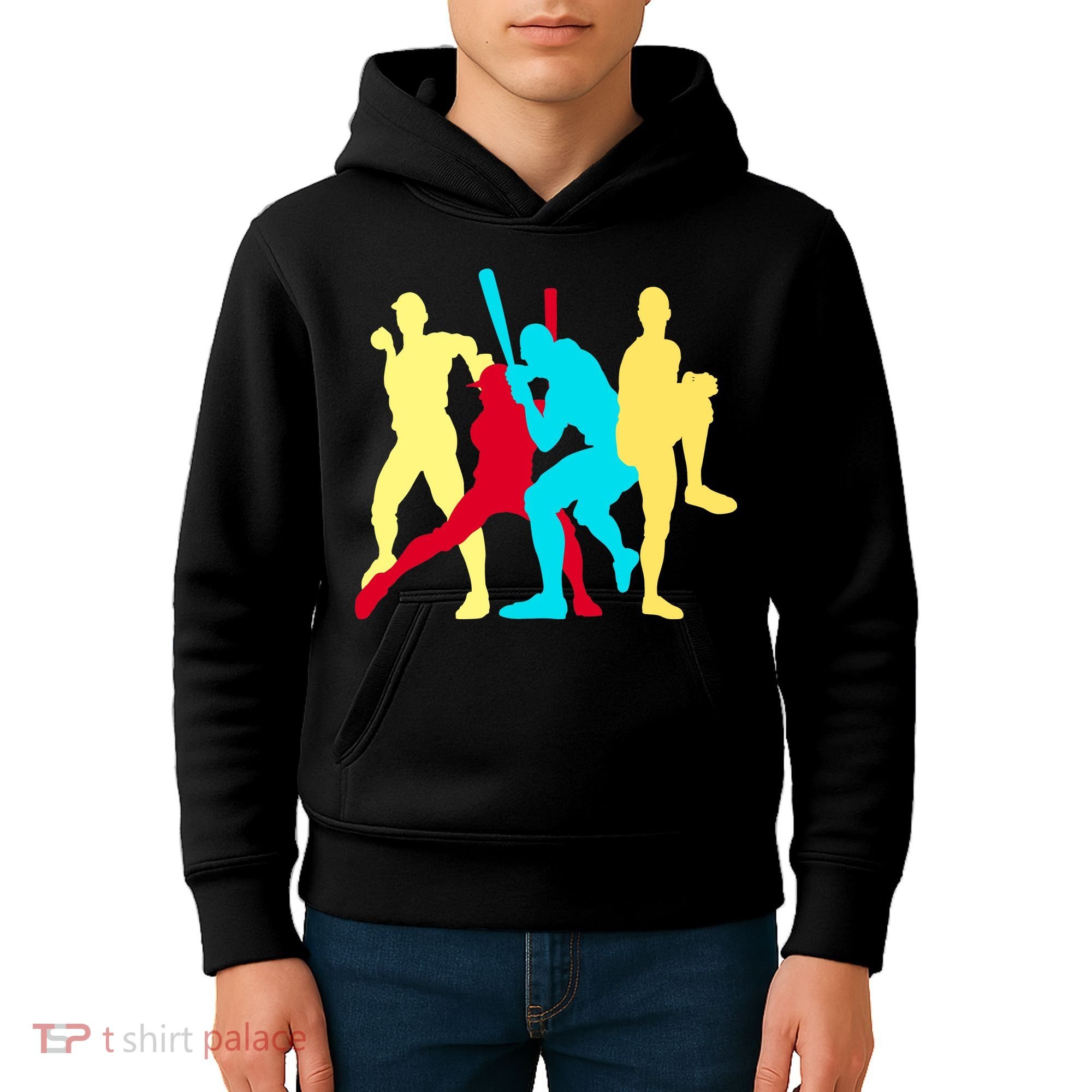 Retro Baseball Poses Kids Hoodie