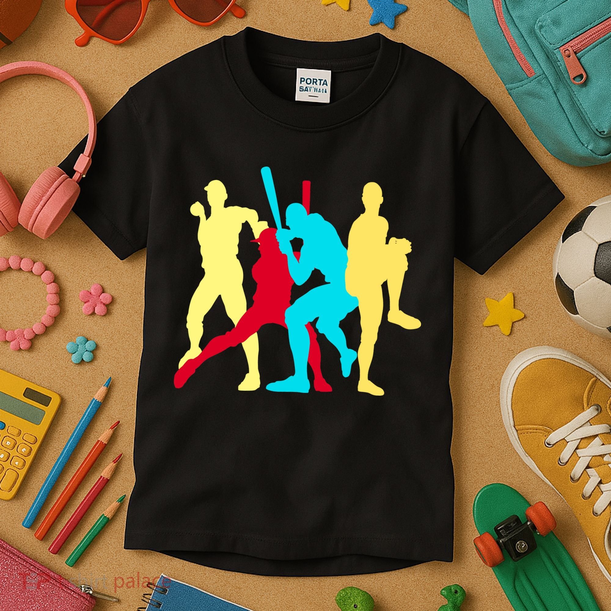 Retro Baseball Poses Kids T-Shirt