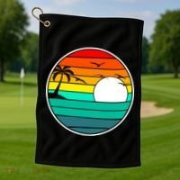 Retro Beach 80's Aesthetic  Golf Towel thumb 1