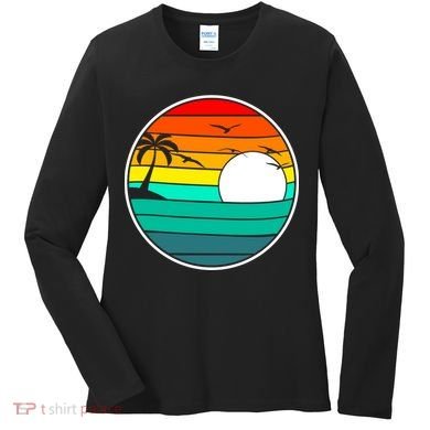 Retro Beach 80's Aesthetic  Women's Long Sleeve Shirt