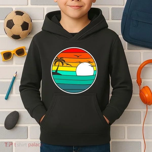 Retro Beach 80's Aesthetic  Kids Hoodie