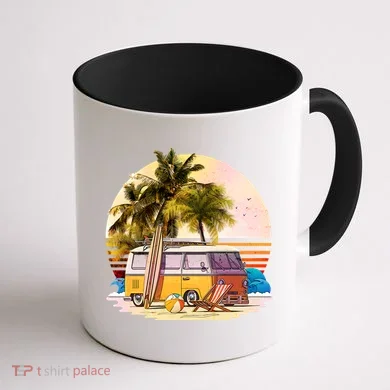 Retro Beach Hippie Van Coffee Mug back