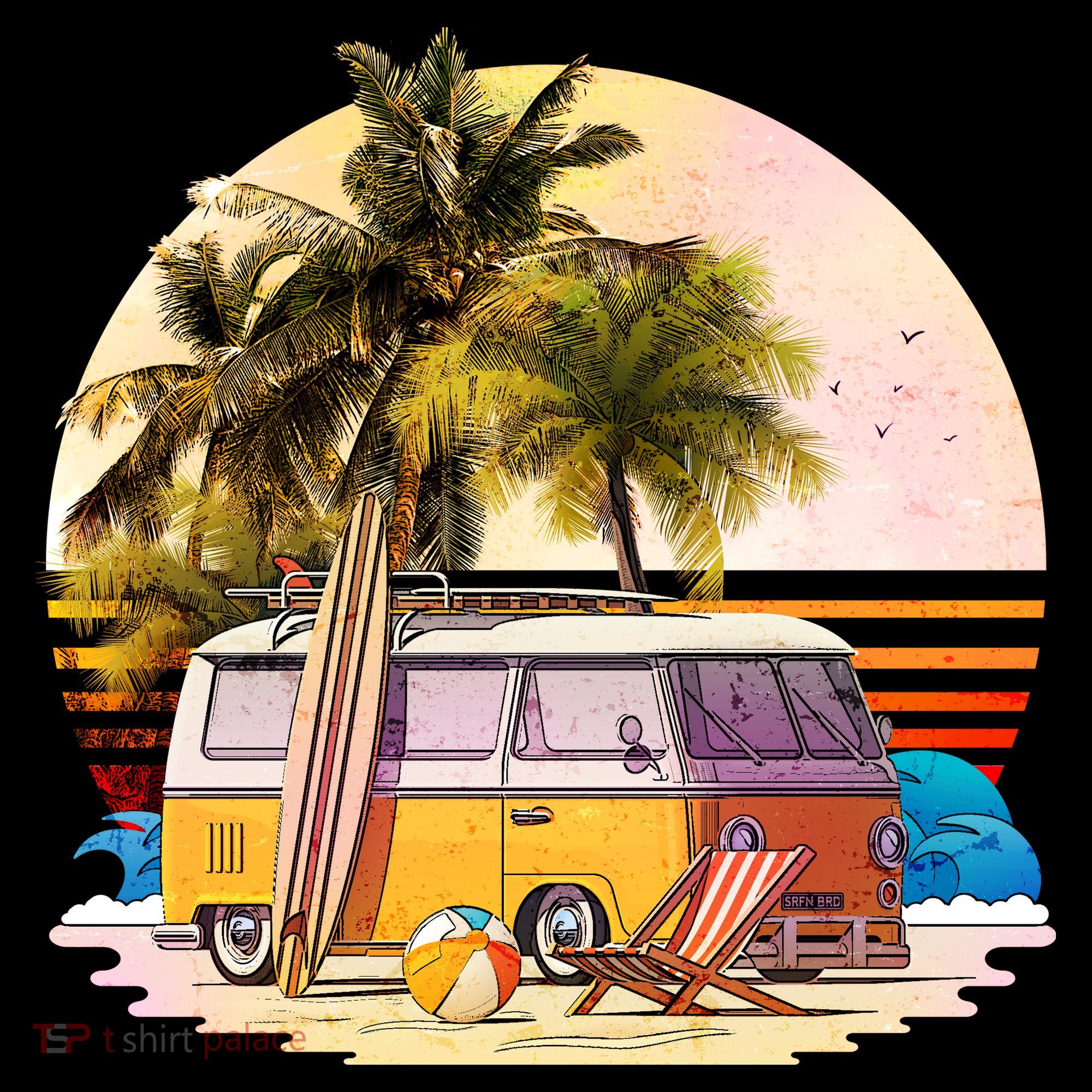 Retro Beach Hippie Van Ornament