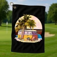Retro Beach Hippie Van Golf Towel thumb 1