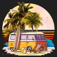 Retro Beach Hippie Van Golf Towel thumb 3