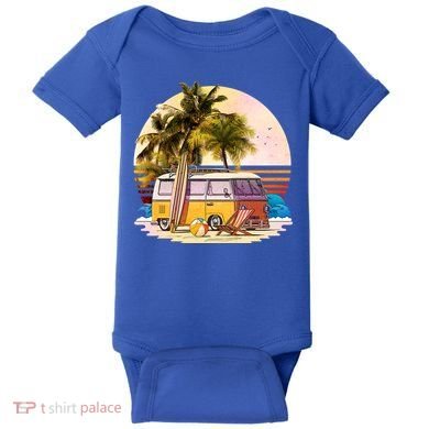 Retro Beach Hippie Van Baby Bodysuit