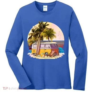 Retro Beach Hippie Van Women's Long Sleeve Shirt
