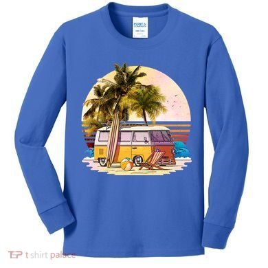 Retro Beach Hippie Van Kids Long Sleeve Shirt