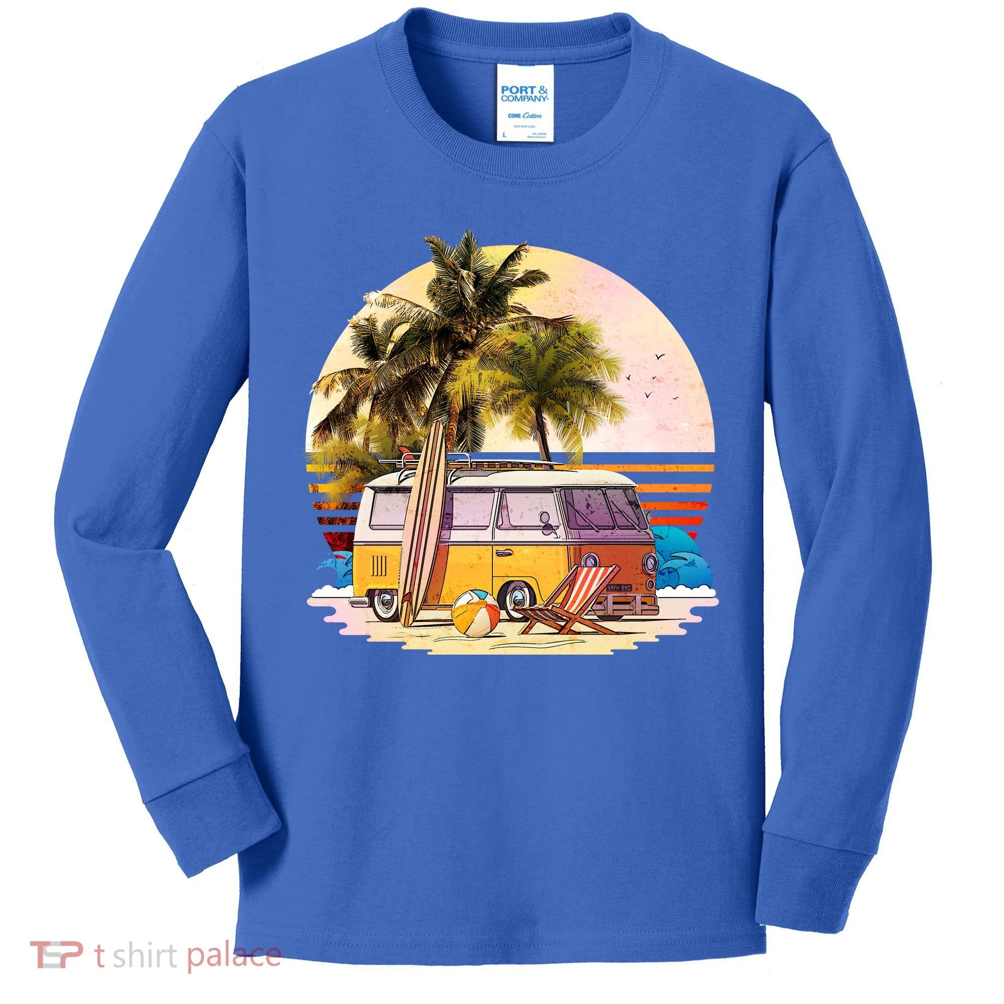 Retro Beach Hippie Van Kids Long Sleeve Shirt