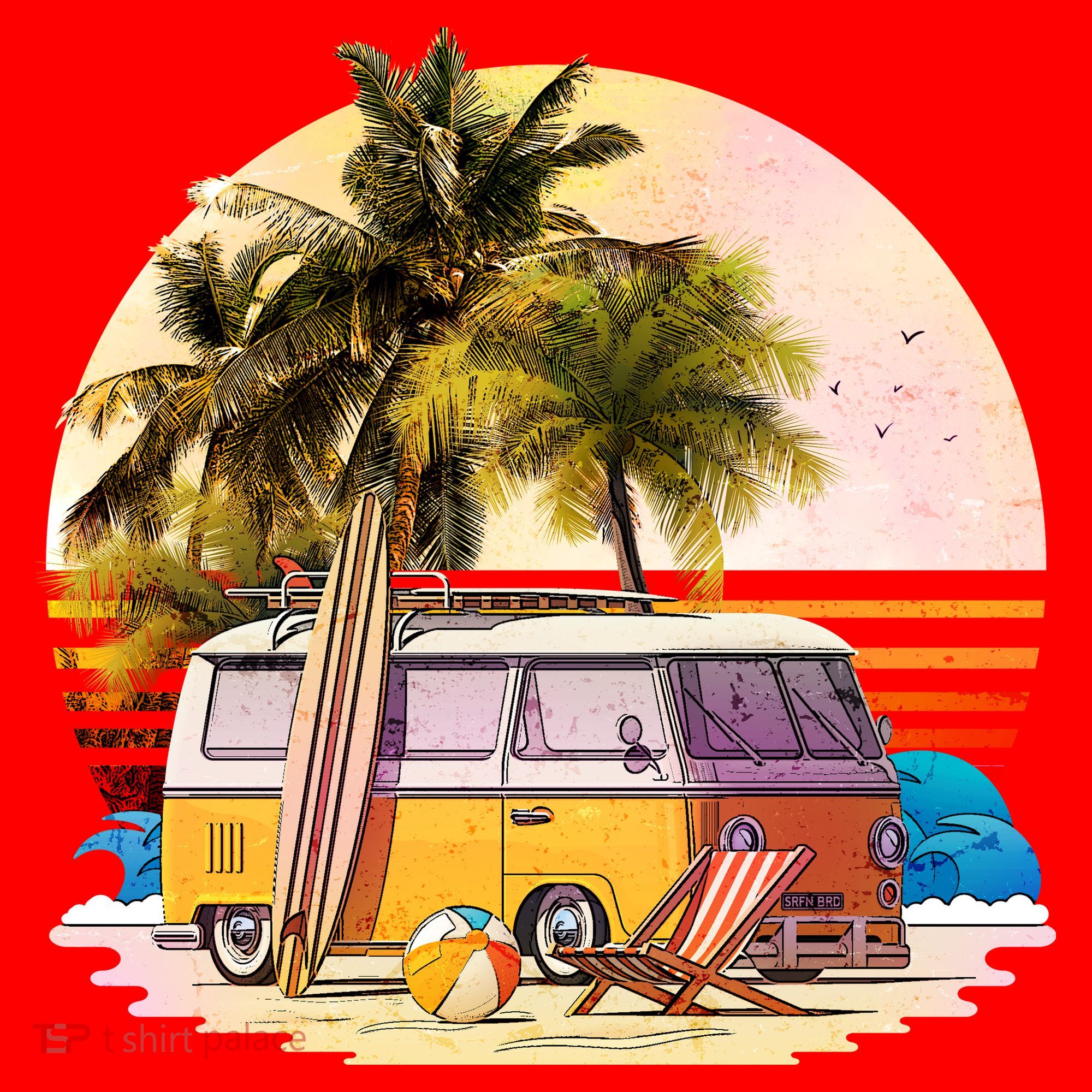 Retro Beach Hippie Van Santa Hat