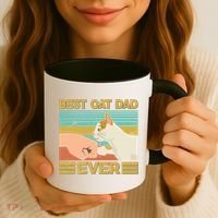Retro Best Cat Dad Ever Coffee Mug thumb 3