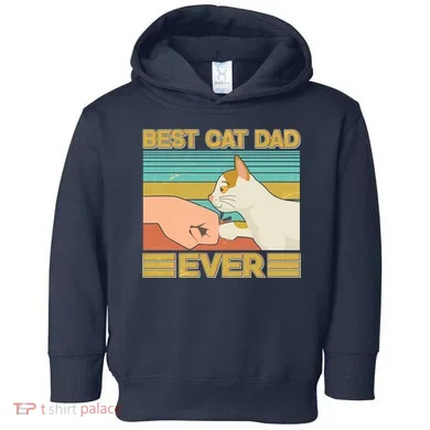 Retro Best Cat Dad Ever Toddler Hoodie
