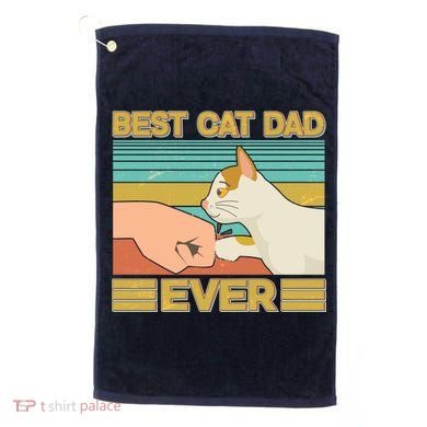 Retro Best Cat Dad Ever Golf Towel