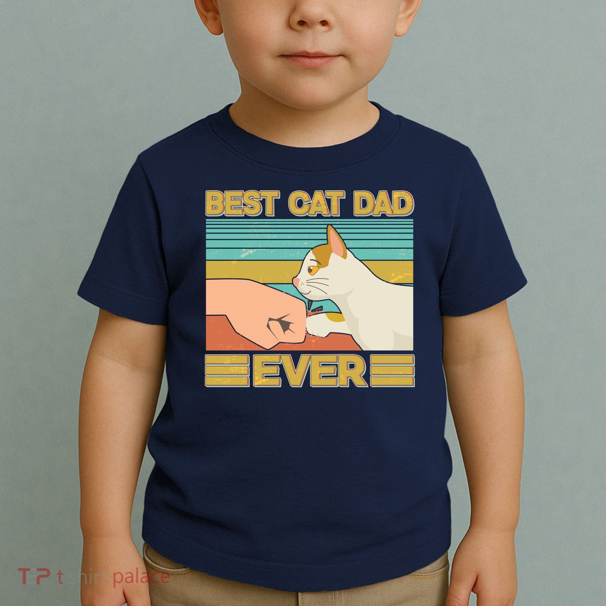 Retro Best Cat Dad Ever Toddler T-Shirt