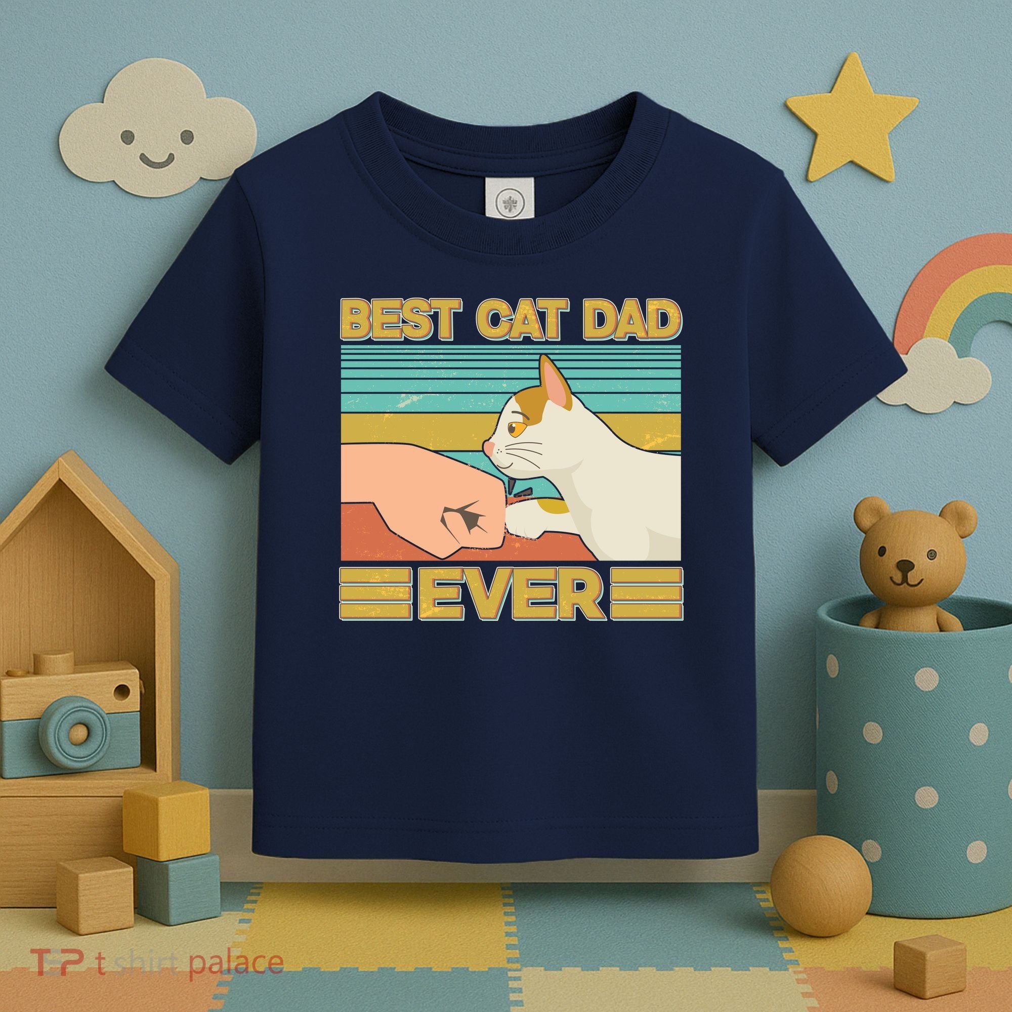 Retro Best Cat Dad Ever Toddler T-Shirt