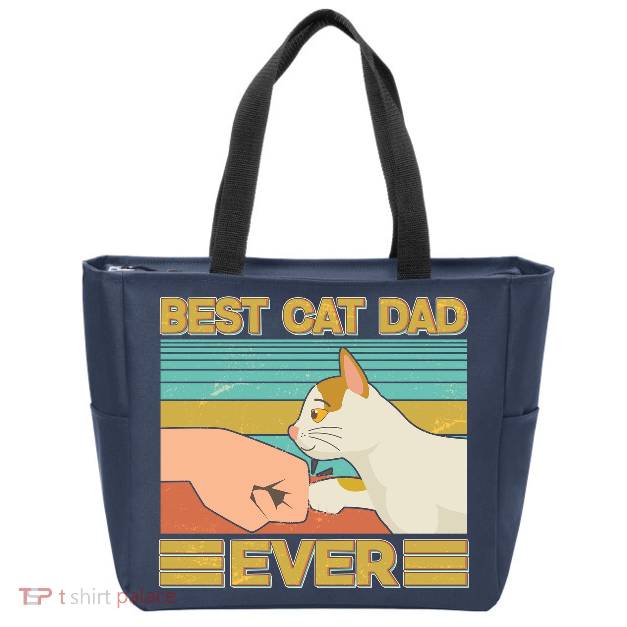 Retro Best Cat Dad Ever Tote Bag
