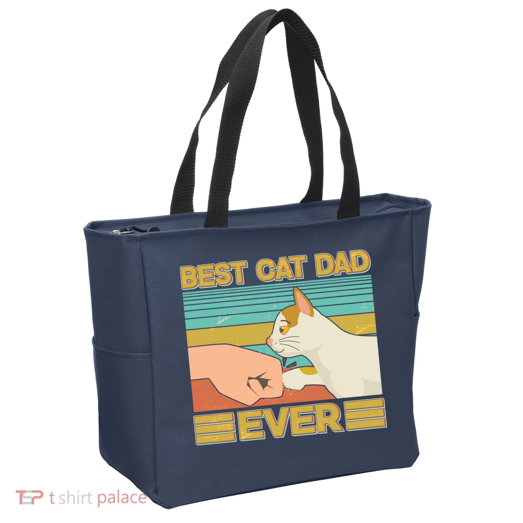Retro Best Cat Dad Ever Tote Bag