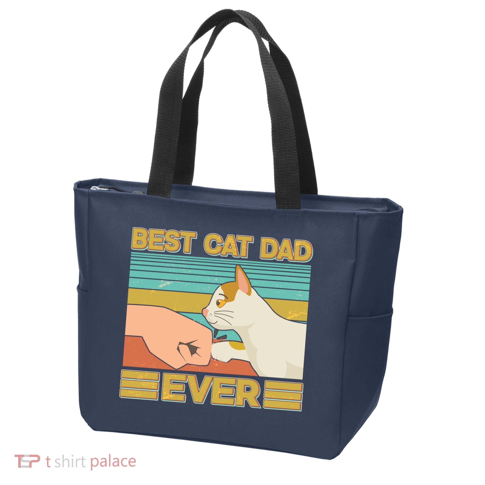 Retro Best Cat Dad Ever Tote Bag