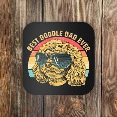 Retro Best Doodle Dad Ever Coaster