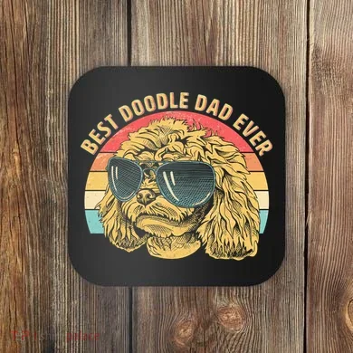 Retro Best Doodle Dad Ever Coaster
