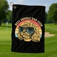 Retro Best Doodle Dad Ever Golf Towel thumb 1
