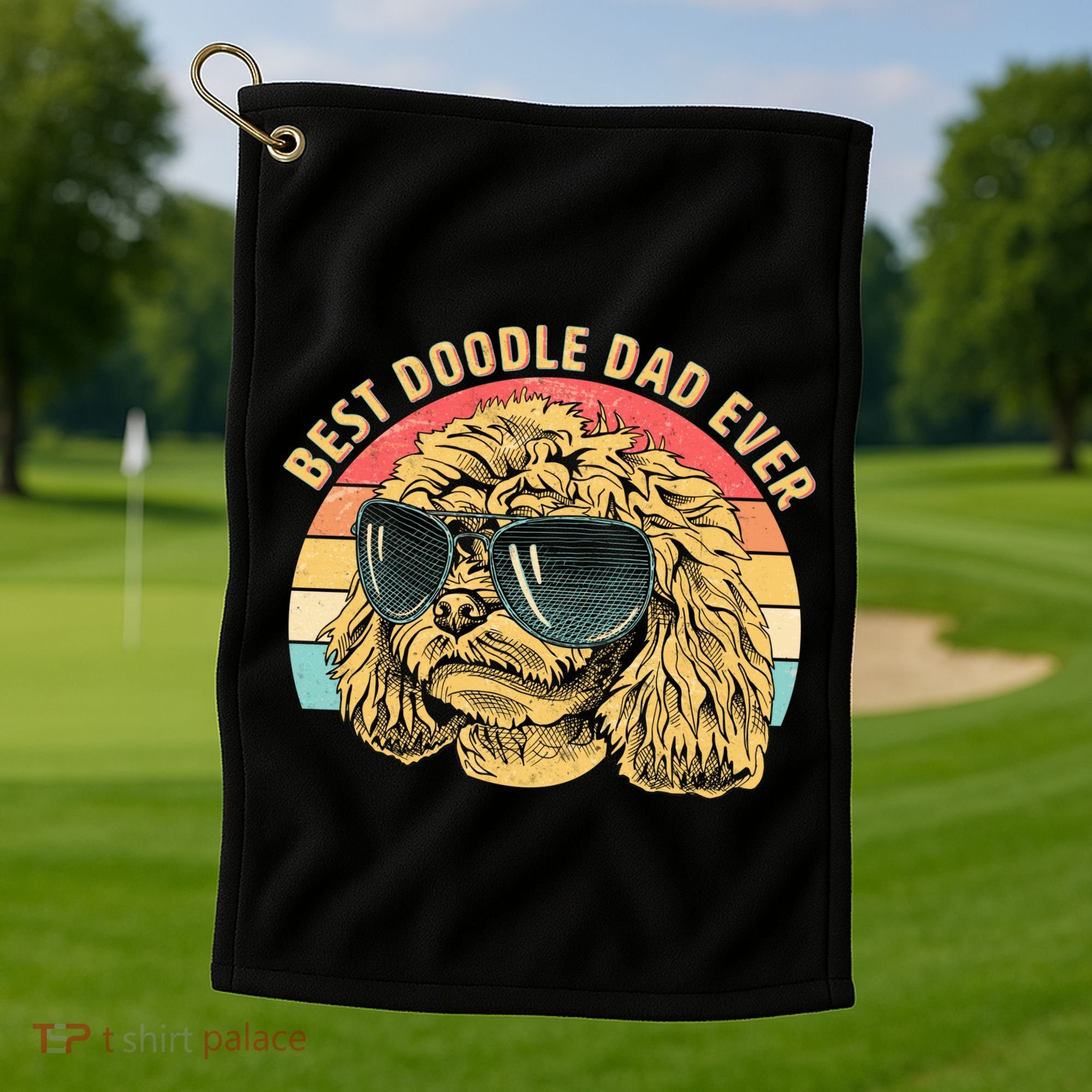 Retro Best Doodle Dad Ever Golf Towel