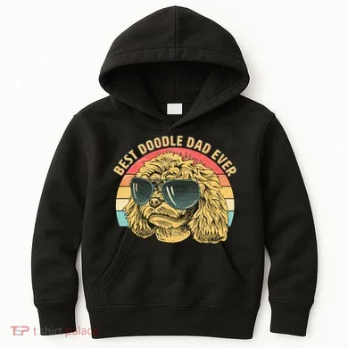 Retro Best Doodle Dad Ever Kids Hoodie