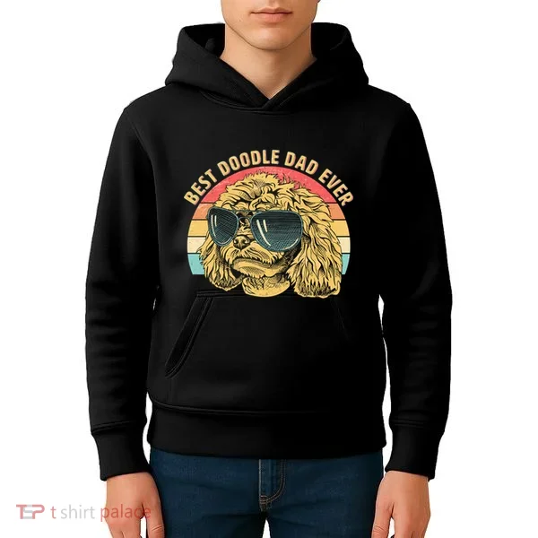 Retro Best Doodle Dad Ever Kids Hoodie