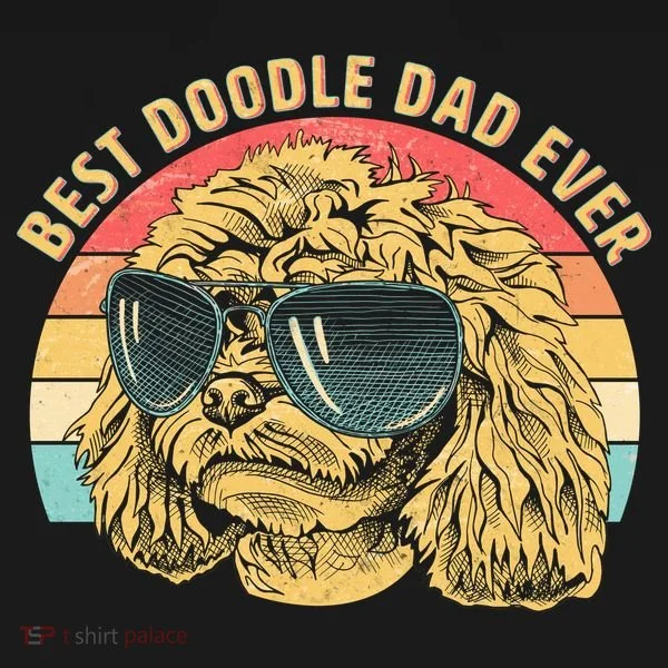 Retro Best Doodle Dad Ever Kids Long Sleeve Shirt