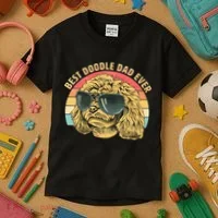 Retro Best Doodle Dad Ever Kids T-Shirt thumb 3