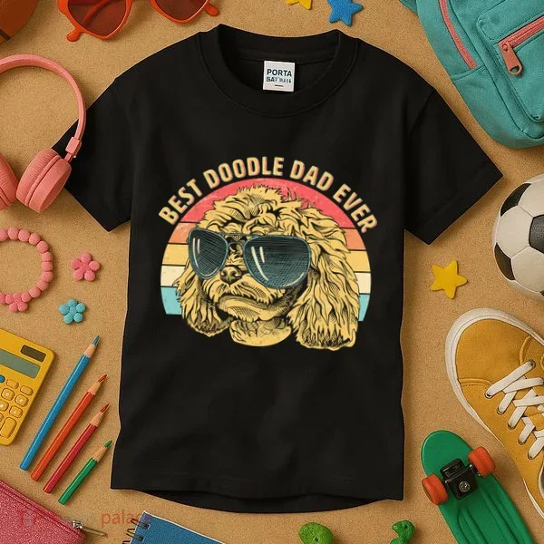 Retro Best Doodle Dad Ever Kids T-Shirt