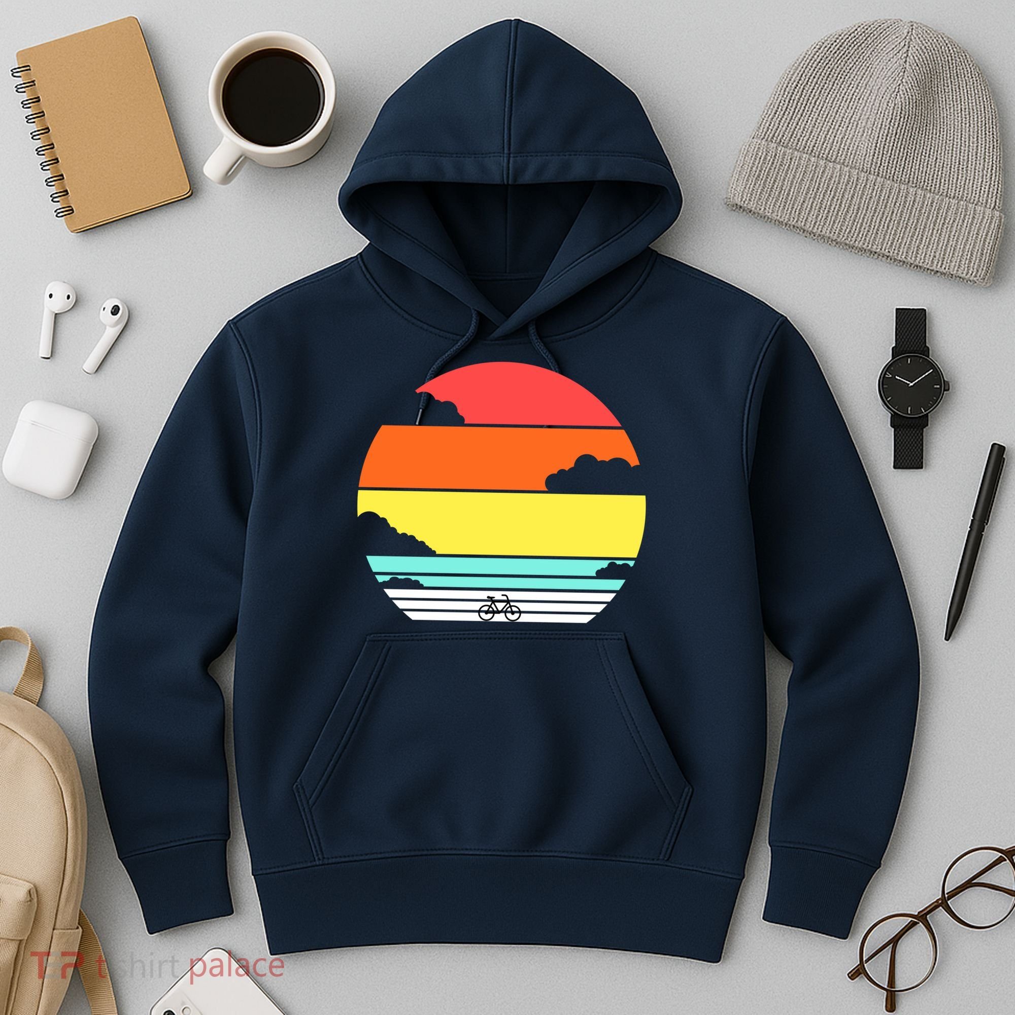 Retro Bicycle Sunset Hoodie