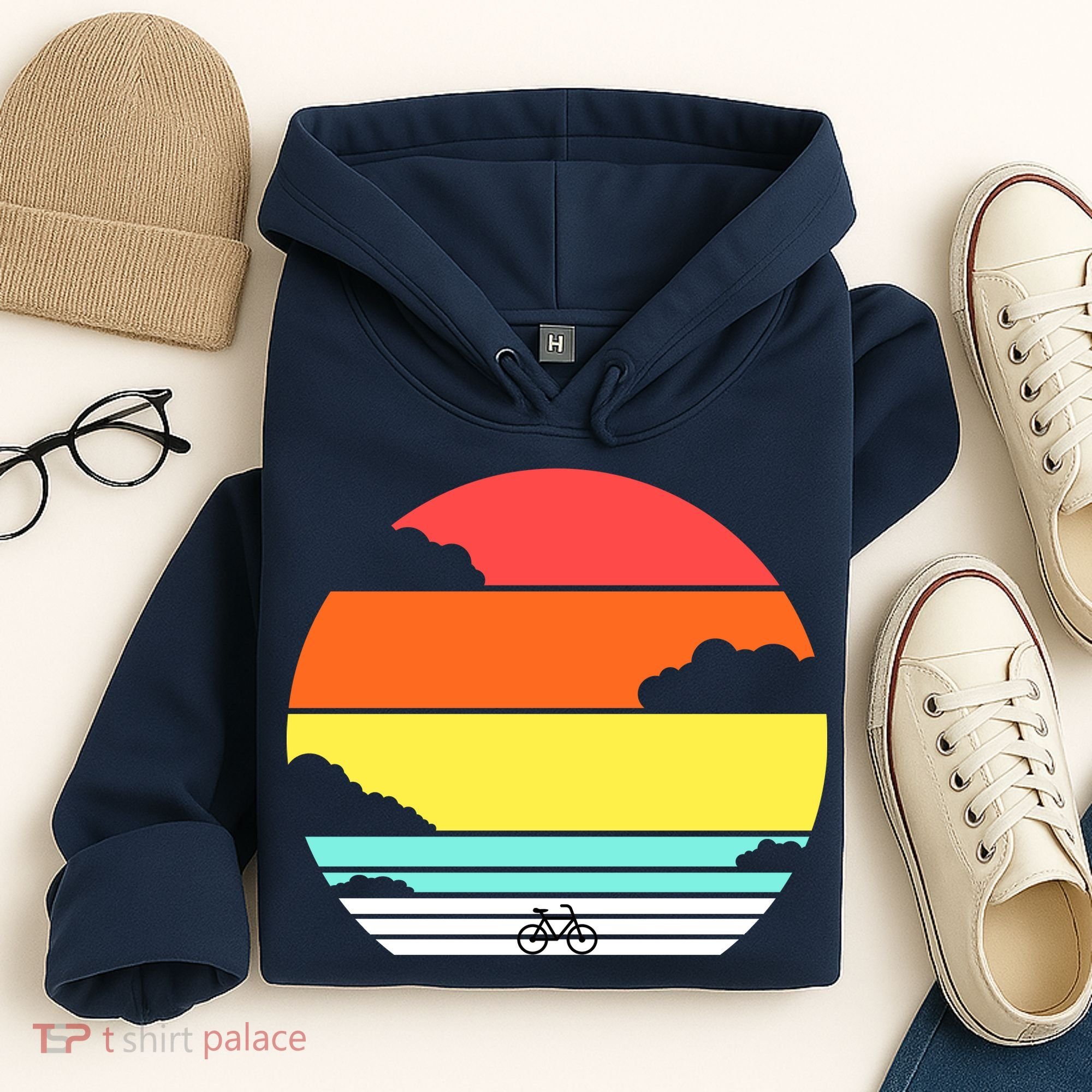 Retro Bicycle Sunset Hoodie