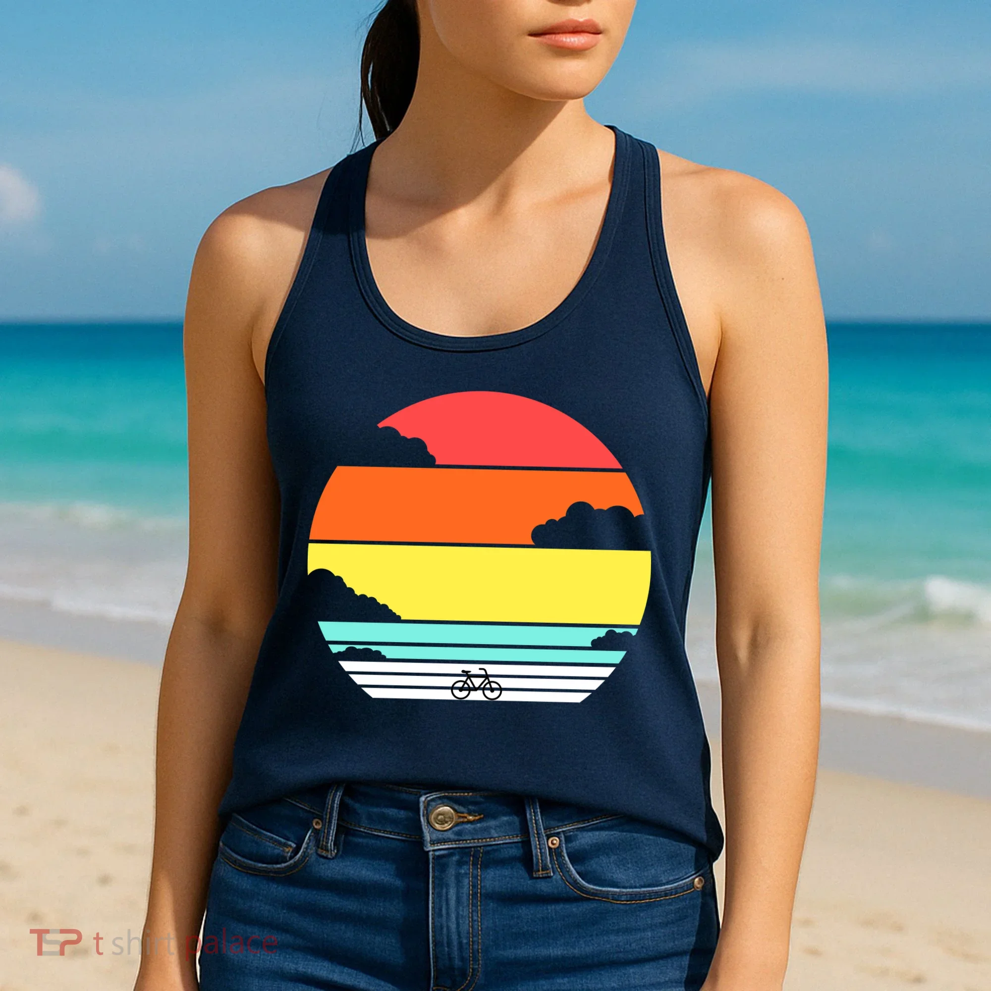 Retro Bicycle Sunset Women's Tank Top
