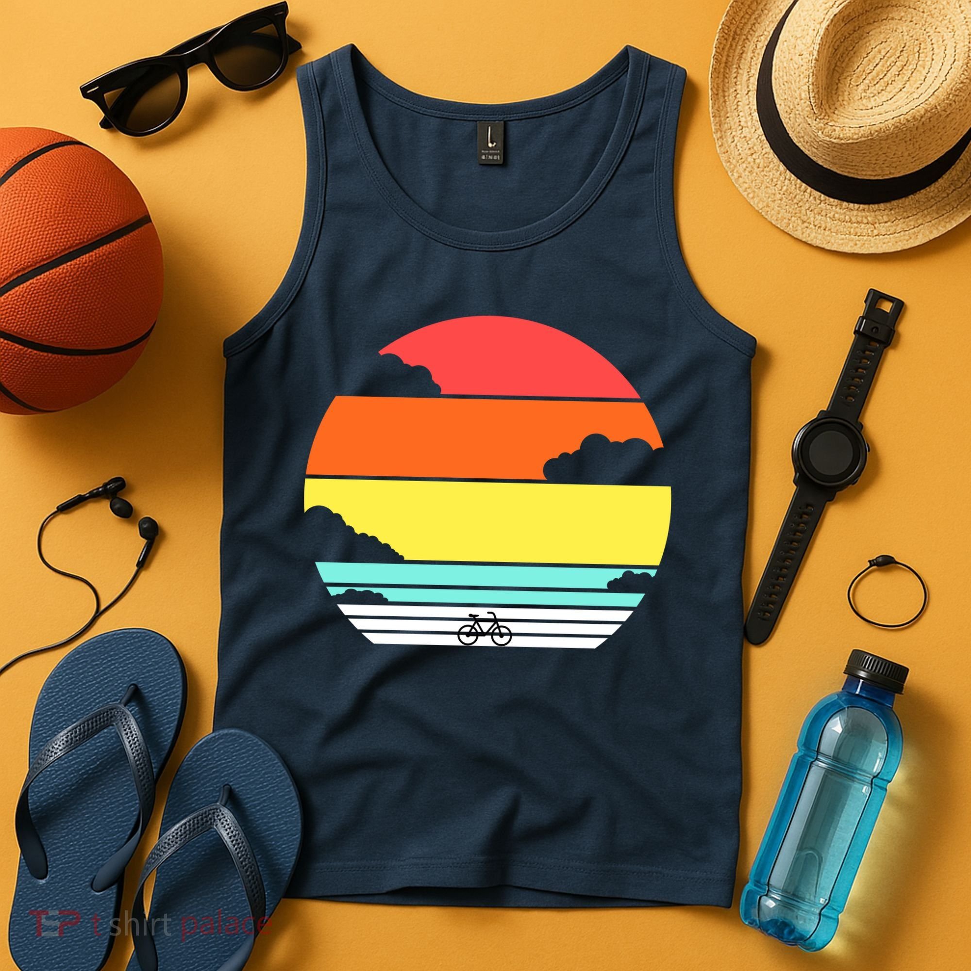 Retro Bicycle Sunset Tank Top