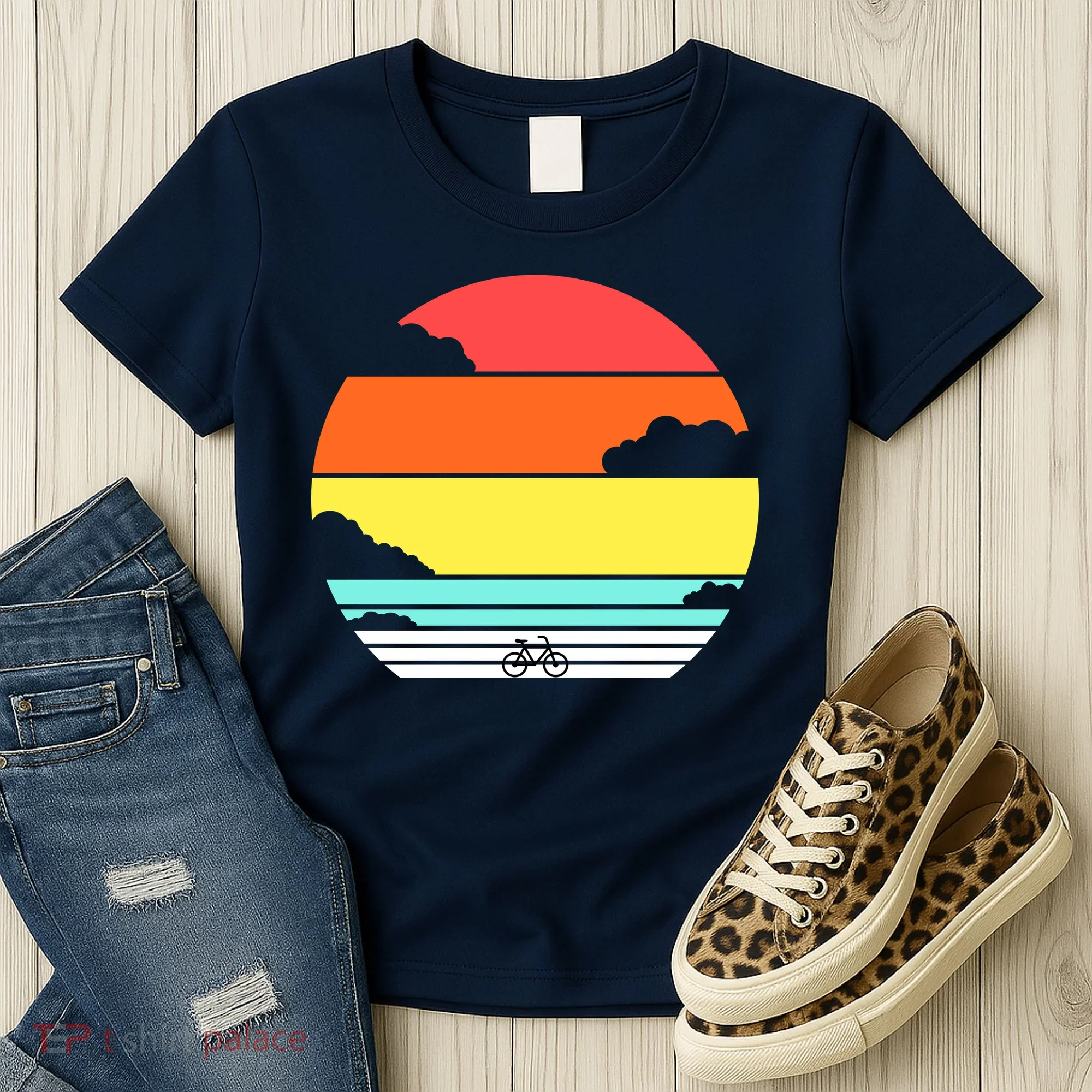 Retro Bicycle Sunset Women's T-Shirt