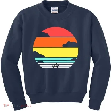 Retro Bicycle Sunset Kids Sweatshirt