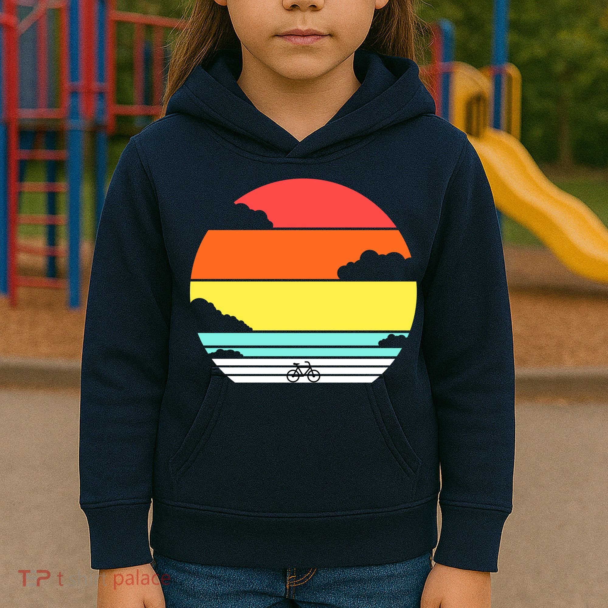 Retro Bicycle Sunset Kids Hoodie