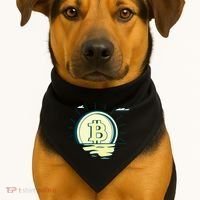 Retro Bitcoin Sunrise USA-Made Doggie Bandana thumb 1