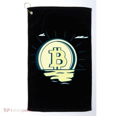 Retro Bitcoin Sunrise Golf Towel