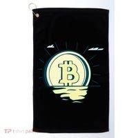Retro Bitcoin Sunrise Golf Towel thumb 0