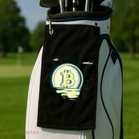Retro Bitcoin Sunrise Golf Towel thumb 2