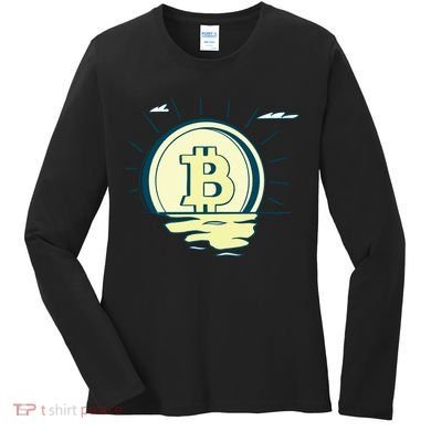Retro Bitcoin Sunrise Women's Long Sleeve Shirt