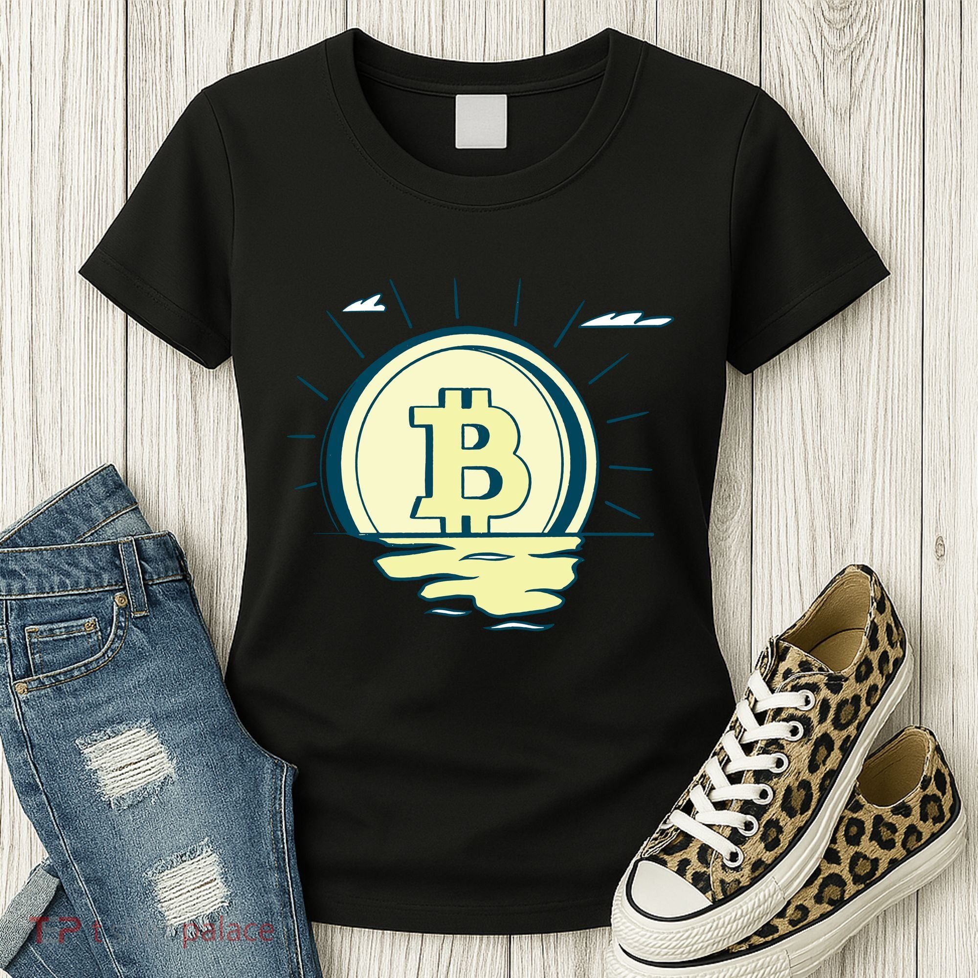 Retro Bitcoin Sunrise Women's T-Shirt