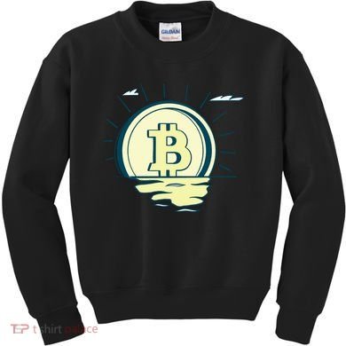 Retro Bitcoin Sunrise Kids Sweatshirt