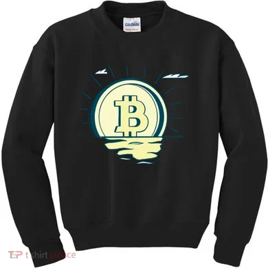 Retro Bitcoin Sunrise Kids Sweatshirt