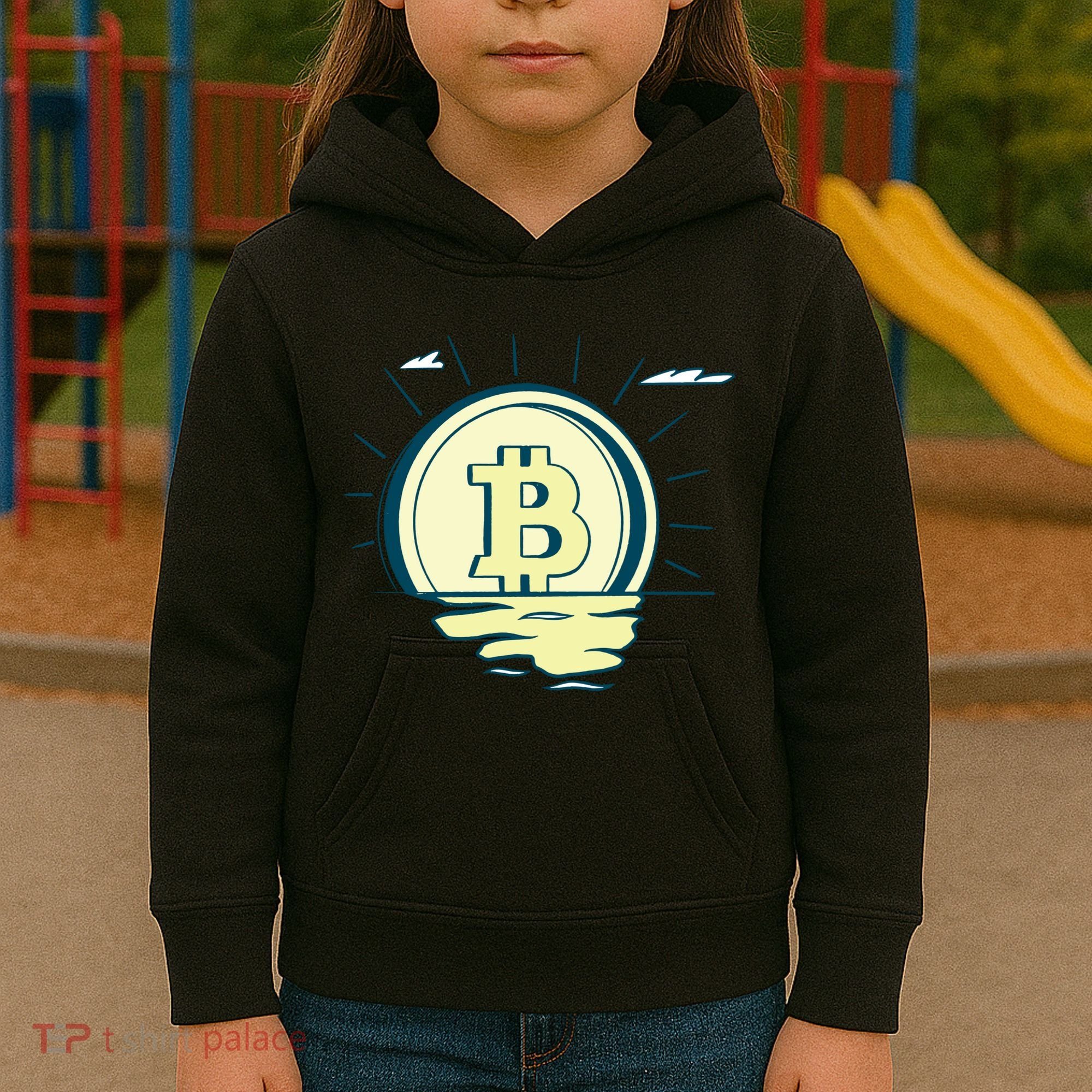 Retro Bitcoin Sunrise Kids Hoodie