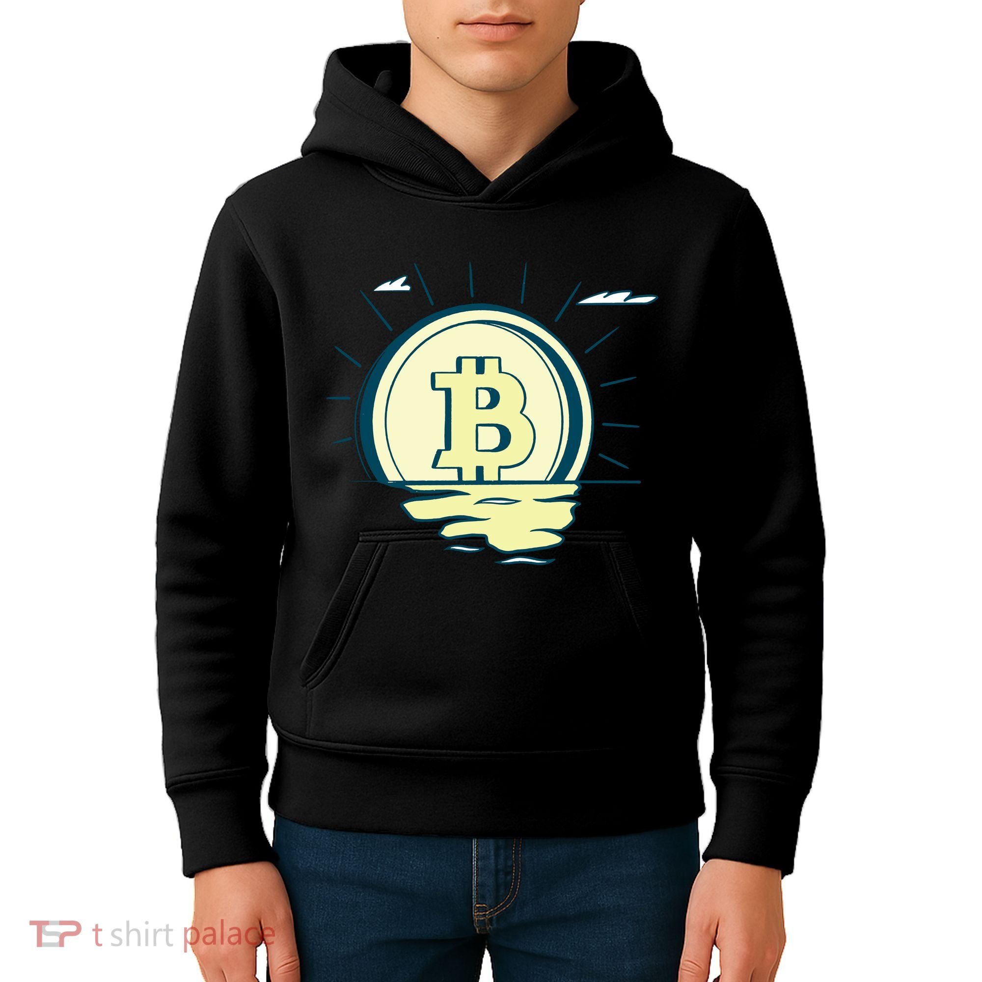 Retro Bitcoin Sunrise Kids Hoodie