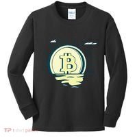 Retro Bitcoin Sunrise Kids Long Sleeve Shirt thumb 0