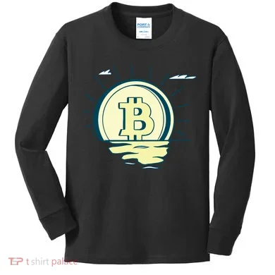 Retro Bitcoin Sunrise Kids Long Sleeve Shirt